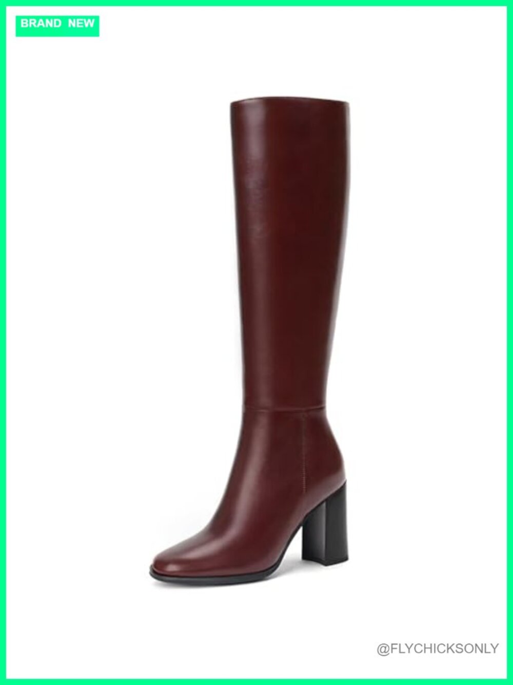 Women Knee High Boots Faux Leather Chunky Heel Tall Boots Side Zip Fall Winter